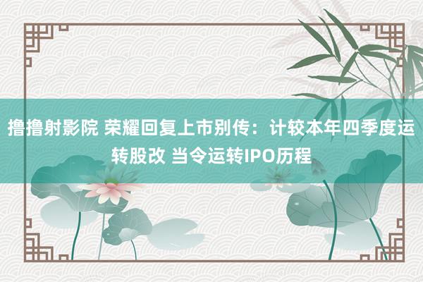 撸撸射影院 荣耀回复上市别传：计较本年四季度运转股改 当令运转IPO历程