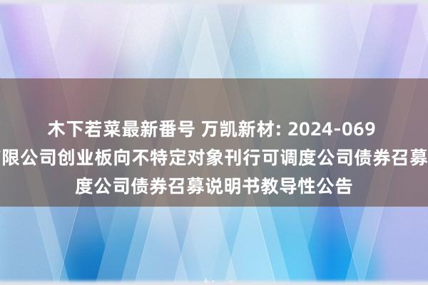 木下若菜最新番号 万凯新材: 2024-069 万凯新材料股份有限公司创业板向不特定对象刊行可调度公司债券召募说明书教导性公告