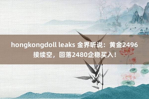 hongkongdoll leaks 金界听说：黄金2496接续空，回落2480企稳买入！