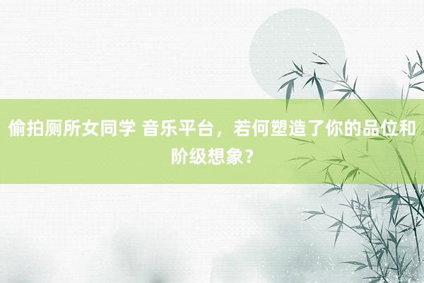 偷拍厕所女同学 音乐平台，若何塑造了你的品位和阶级想象？